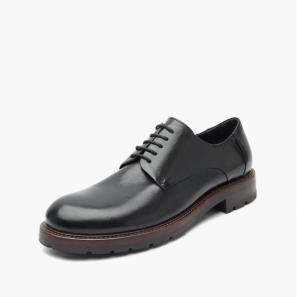 Black Leather Plain Mens Wholesale Shoes in Bulk