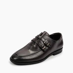 Black Leather Elegant Monk Shoes for Men