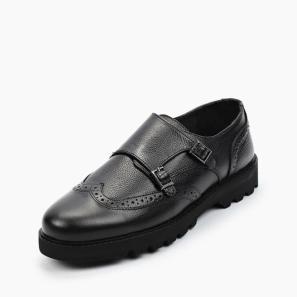 Black Leather Mens Monks Brogue Shoes