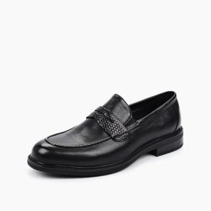 Black Leather Men Dress Penny Loafers