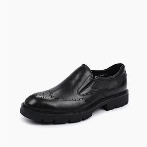 Black Leather Men Brogue Loafer Shoes