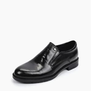 Classic Black Leather Plain Men Slip-ons