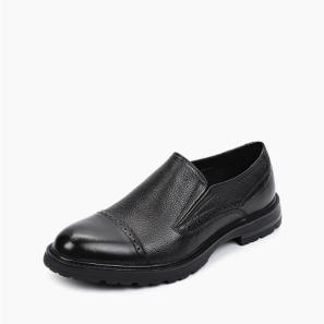 Black Leather Men Slip-on Shoes