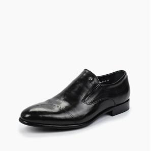 Black Leather Mens Slip-on Shoes