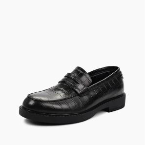 Black Crocodile Printed Leather Men Loafer Shoes