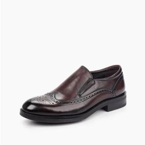 Brown Leather Mens Brogue Slip-on Shoes