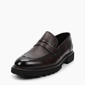 Brown Leather Wide Toe Mens Penny Loafers