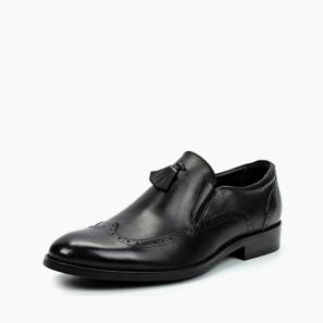 Black Leather Tassel Mens Brogue Loafers