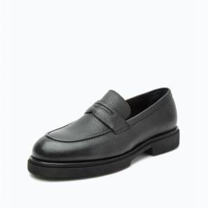 Black Grain Full Leather Mens Penny Loafers