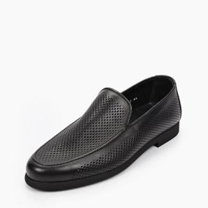 Classic Black Leather Mens Summer Loafers