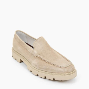 Beige Suede Leather Mens Slip-Ons Loafers