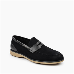 Black Suede Leather Mens Penny Loafers