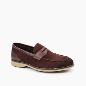 Wine-red Suede Mens Penny Loafers