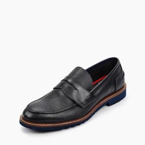 Black Leather Mens Summer Penny Loafers