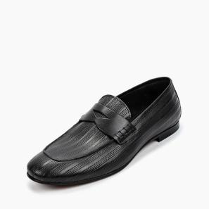 Black Leather Mens Summer Slip-On Shoes